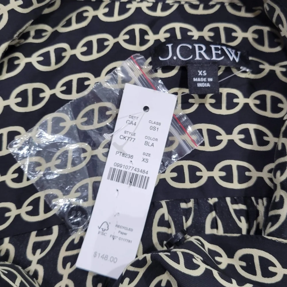 J Crew Amelia Chain Print Shirtdress Long Sleeve XS